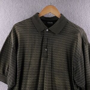 PING Mens M Golf Polo Shirt Geometric Diamond Pattern Short Sleeve Button Up Top